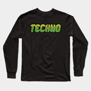 Techno music - green & yellow Long Sleeve T-Shirt